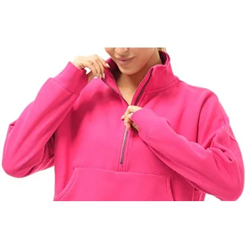 Cozy icyzone Half Zip Pullover with Pockets for Women