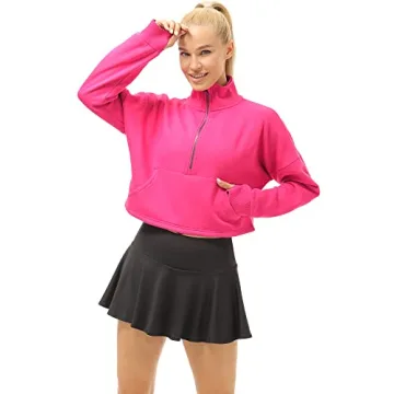 Cozy icyzone Half Zip Pullover with Pockets for Women