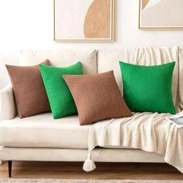 MIULEE Decorative Throw Pillow Covers Set of 2 Super Soft Modern Stretchy Embossed Patterned Cushion Covers for Farmhouse Couch Sofa Livingroom Bed,Brown 20x20 inch