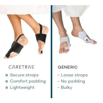 Caretras 2-Pack Bunion Corrector for Women & Men, Orthopedic Bunion Splint for Hallux Valgus Pain Relief, Big Toe Separator, Adjustable Day/Night Support, Comfortable Hammer Toe Straightener