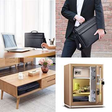 SPLF Fireproof and Waterproof Document Bag, Fire Proof Safe Box for Important Document Organizer Storage, Messenger Bag Briefcase with Zipper Shoulder Strap for Men & Women, Black