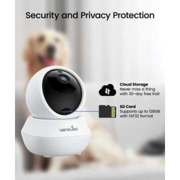 wansview Pet Camera Security Camera Indoor Wireless 2K for Pet/Dog/Cat/Nanny/Baby with Motion Detection, Indoor Home Camera with Phone app, Pan Tilt, SD Card&Cloud Storage, Compatible with Alexa