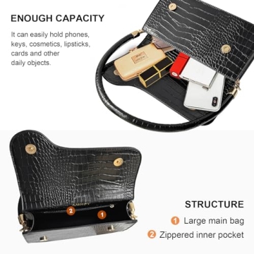 AMHDV Retro Crocodile Clutch Shoulder Bag Women Fashion