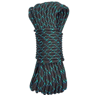 GM CLIMBING 8mm Accessory Cord Rope Double Braid Pre Cut CE/UIAA (Black, 20ft 8mm)
