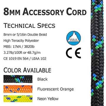 Durable GM CLIMBING 8mm Accessory Cord Rope for All Adventures