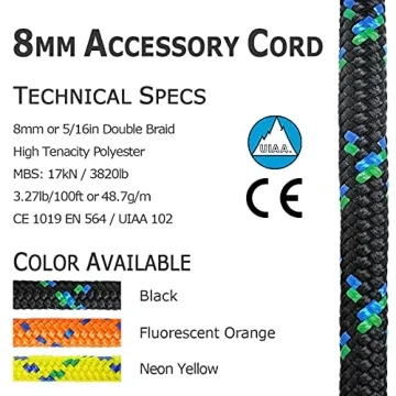 Durable GM CLIMBING 8mm Accessory Cord Rope for All Adventures