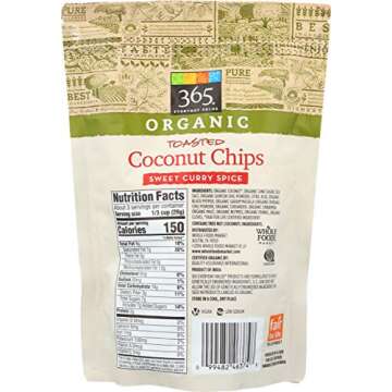 365 by Whole Foods Market, Organic Toasted Coconut Chips Sweet Curry Spice, 3 Ounce