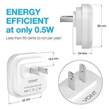 Vont 'Lyra' LED Night Light, Plug-in [6 Pack] Super Smart Dusk to Dawn Sensor, Night Lights Suitable for Bedroom, Bathroom, Toilet, Stairs, Kitchen, Hallway, Kids, Compact Nightlight, Cool White