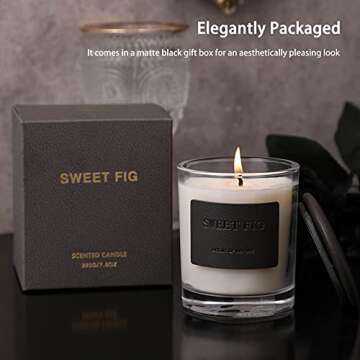 Candles, Premium Figs & Cedar | Highly Scented Candles for Home | 7.8 oz 50 Hour Burn, Glass Jar Candles, All Natural Soy Candles | Leather High-end Design Aromatherapy Candles with Gift Box