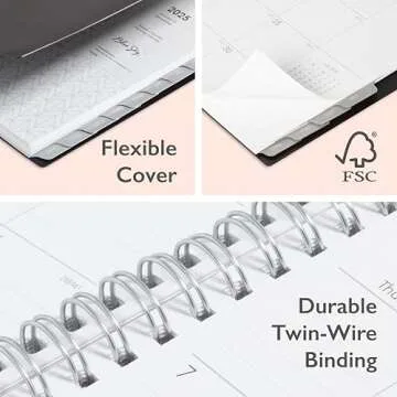 Blue Sky 2025 Weekly and Monthly Planner Calendar, Includes January 2025 - December 2025, 5" x 8", Flexible Cover, Laminated Tabs, Wirebound, Enterprise