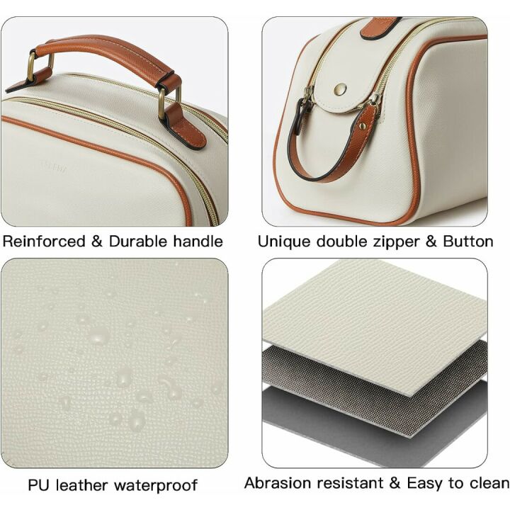 Telena Large Capacity Travel Toiletry Bag in Beige