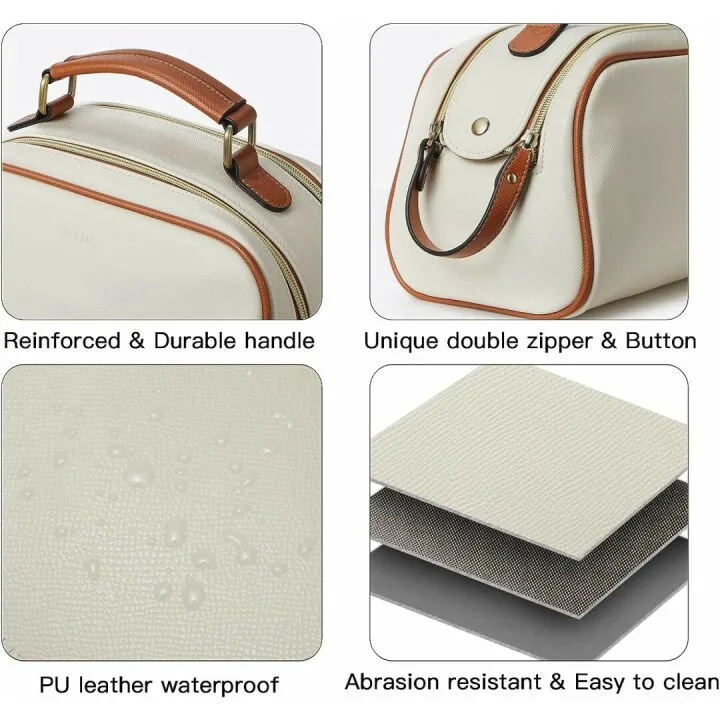 Telena Large Capacity Travel Toiletry Bag in Beige