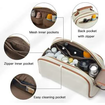 Telena Large Capacity Travel Toiletry Bag in Beige