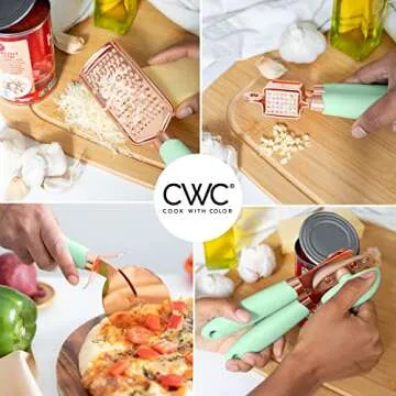 COOK WITH COLOR Kitchen Gadget Set Stainless Steel Utensils with Soft Touch Handles, Copper Mint, 7 Pieces