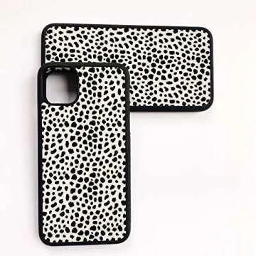 Black White Dalmatian Print Case Compatible with iPhone 12 12 Pro , Cute Cow Pattern Case,Custom Thin Protective Phone Cases with Soft TPU Tempered Mirror Material for Women Girls (Dalmatian)