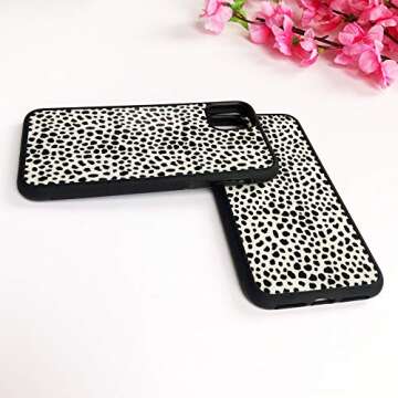 Black White Dalmatian Print Case Compatible with iPhone 12 12 Pro , Cute Cow Pattern Case,Custom Thin Protective Phone Cases with Soft TPU Tempered Mirror Material for Women Girls (Dalmatian)