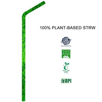 100% Biodegradable Plant-Based Stir Sticks, Plasticless Cocktail Straws Great for Mixing Cocktails C...