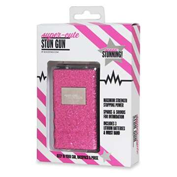 Super-Cute Stun Gun - Powerful High Voltage, Compact Stun Gun with Wrist Strap & Safety Lock - Pink ...