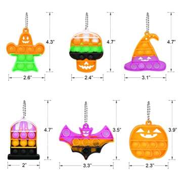 Halloween Party Favors - Halloween Pop Fidget Toys - 24 Mini Pop Bubbles Bulk with Keychain for Kids 4-8 8-12- Stress Relief Sensory Fidget Pack prizes for School Classroom Toddlers Boys Girls