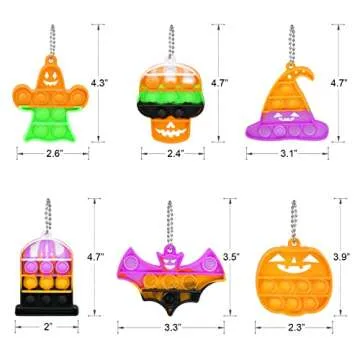 Halloween Party Favors - Halloween Pop Fidget Toys - 24 Mini Pop Bubbles Bulk with Keychain for Kids 4-8 8-12- Stress Relief Sensory Fidget Pack prizes for School Classroom Toddlers Boys Girls