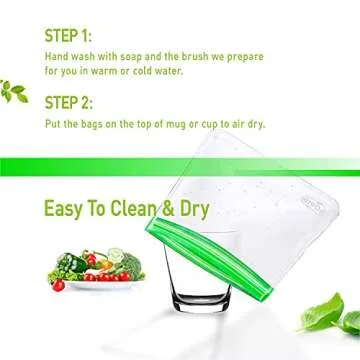 24 Pack Reusable Food Storage Bags - Non Plastic & Silicone Gallon Freezer Bags Sandwich Snack Resealable Lunch Bags Extra Thick Leakproof for Marinate Food & Fruit Cereal Travel Items Home Kitchen