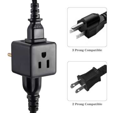 3 Outlet Wall Adapter UL Listed 3 Outlet Power Cube Tap, 3-Prong Outlet Splitter, Multi Plug Outlet Grounded Indoor, 3 Way Plug Adapter, Outlet Extender for Home or Travel (Black, 1 Pack)