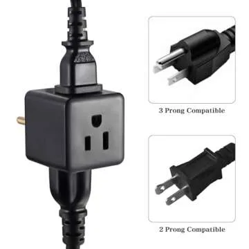 3 Outlet Wall Adapter UL Listed 3 Outlet Power Cube Tap, 3-Prong Outlet Splitter, Multi Plug Outlet Grounded Indoor, 3 Way Plug Adapter, Outlet Extender for Home or Travel (Black, 1 Pack)