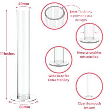 FAIRY DECOR Scrunchie Holder Stand - Hair Accessories Acrylic Organizer for Hair Ties -Teen Girls Gifts-Bracelet Holder Stand for VSCO Girls Stuff |11 Inches| Clear | Pack of One|