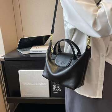 HAOKAISM Women'S Crossbody Bag - Fashionable Women'S Handbag Pu Casual Shoulder Bag Bucket Bag Lightweight Wallet (black)