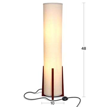 Brightech Parker Paper Lantern Floor lamp, 48 Inch Tall Lamp with Wood Frame, Asian Design for Bedro...