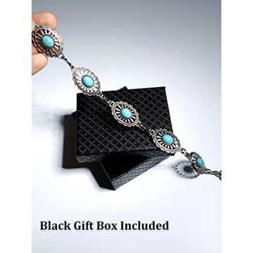 Stylish dwitucy Turquoise Concho Chain Belt for Women