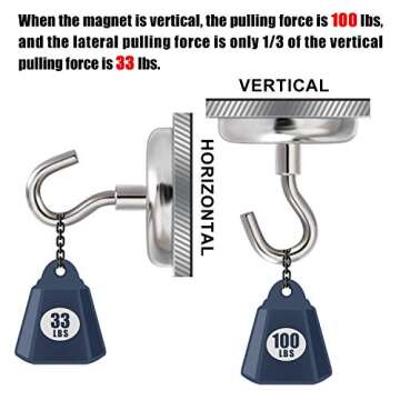 DIYMAG Strong Neodymium Magnetic Hooks, 110lbs Heavy Duty Rare Earth Magnets with Hook,Strong Corrosion Protection Facilitate Hook Pack of 6