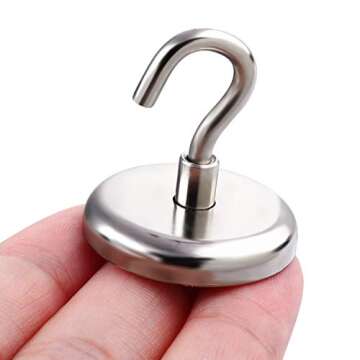 DIYMAG Strong Neodymium Magnetic Hooks, 110lbs Heavy Duty Rare Earth Magnets with Hook,Strong Corrosion Protection Facilitate Hook Pack of 6