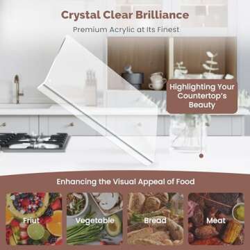 Clear Acrylic Cutting Board with Counter Lip - 17 x 13 Inch Clear Cutting Board for Countertop with Lip, Acrylic Countertop Protector for Cutting Food