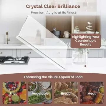 Clear Acrylic Cutting Board with Counter Lip - 17 x 13 Inch Clear Cutting Board for Countertop with Lip, Acrylic Countertop Protector for Cutting Food