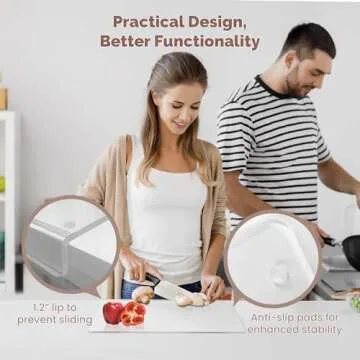 Clear Acrylic Cutting Board with Counter Lip - 17 x 13 Inch Clear Cutting Board for Countertop with Lip, Acrylic Countertop Protector for Cutting Food