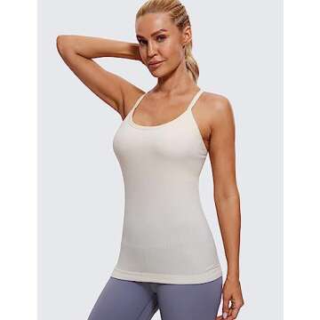 CRZ YOGA Seamless Workout Tank Tops for Women Racerback Athletic Camisole Sports Shirts with Built i...