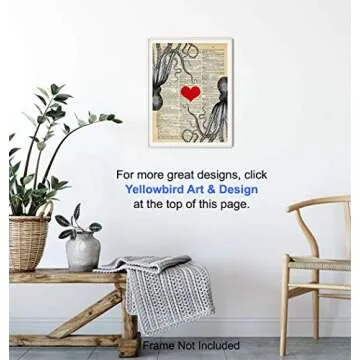 Kraken Octopus Dictionary Art - 8x10 Retro Shabby Chic Wall Decor for Home, Lake, Ocean, Beach House - Vintage Nautical Decoration, Romantic Sentimental Gift for Girlfriend, Wife - Upcycled Poster