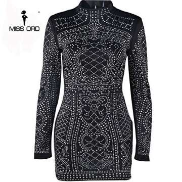 Stylish Miss ord Rhinestone Bodycon Dress for Parties