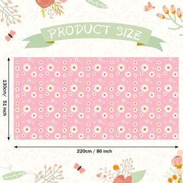 Flutesan Pink Daisy Plastic Tablecloth Disposable Boho Party Decorations 108 x 54 inches Rectangle T...