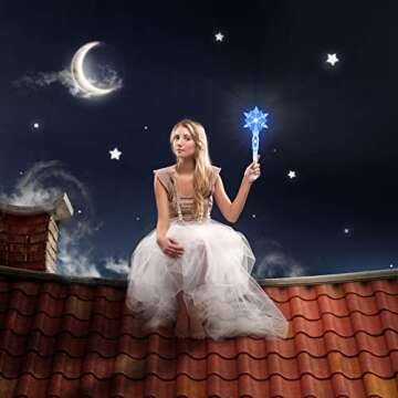 Light Up Frozen Snowflake Wands with Sound(Motion Sensitive) Magic Toy for Kids Girls Princess Party Favors Costume Cosplay Accessories 2 Pieces Blue