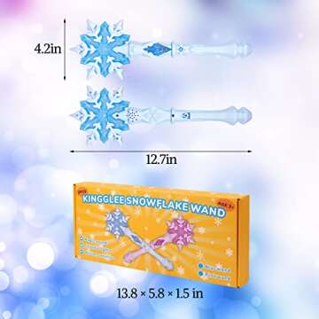 Light Up Frozen Snowflake Wands with Sound(Motion Sensitive) Magic Toy for Kids Girls Princess Party Favors Costume Cosplay Accessories 2 Pieces Blue