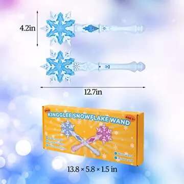 Light Up Frozen Snowflake Wands with Sound(Motion Sensitive) Magic Toy for Kids Girls Princess Party Favors Costume Cosplay Accessories 2 Pieces Blue
