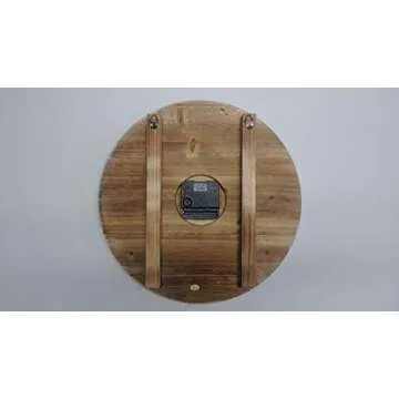 12 inch Rustic Farmhouse Vintage Wooden Painted Wall Clock - Distressed White - Battery Operated