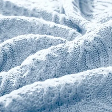 Aormenzy Light Blue Cable Knit Throw Blanket - Soft & Stylish