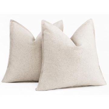 Foindtower Pack of 2 Decorative Cotton Linen Throw Pillow Covers Soft Modern Farmhouse Cushion Cover...