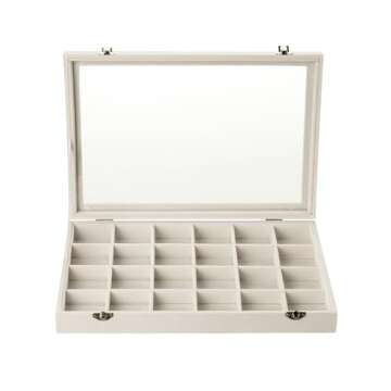 Frebeauty Velvet Jewelry Tray,24 Grid Jewelry Organizer with Clear Lid,Earring Holder Organizer with...