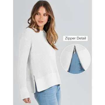 Stylish ANRABESS Crewneck Waffle Knit Pullover Sweater