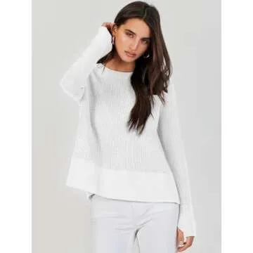 Stylish ANRABESS Crewneck Waffle Knit Pullover Sweater
