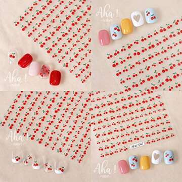 Fruit Nail Art Stickers Summer Lemon Cherry 3D Self-Adhesive Nail Decals Orange Grapefruit Manicure Decoration for Women and Girls(3Sheets)